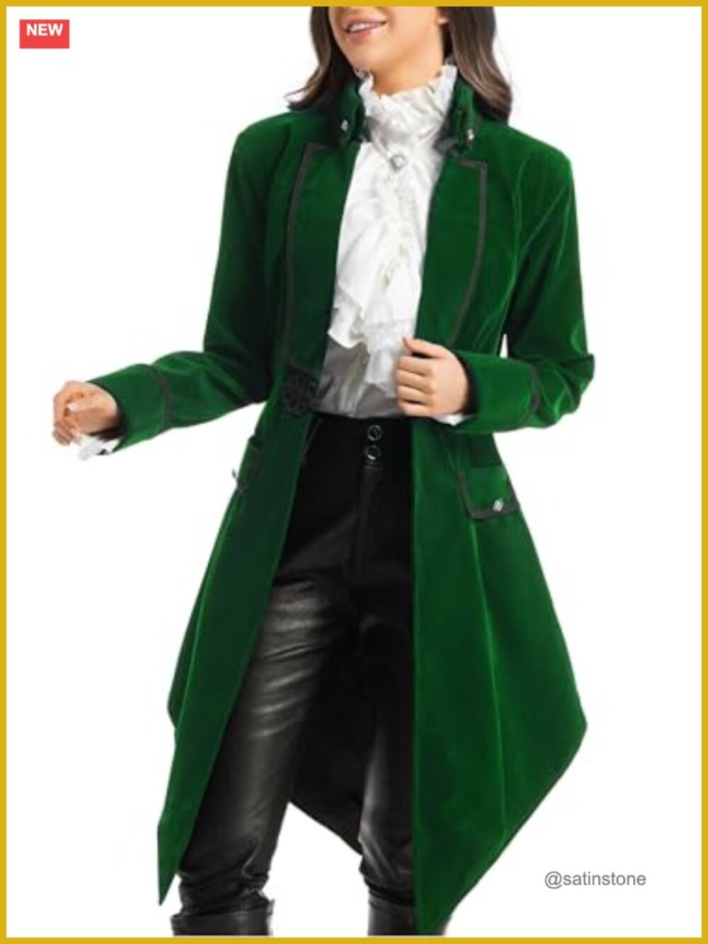 Velvet Gothic Victorian Tailcoat Steampunk Long Coat Costume